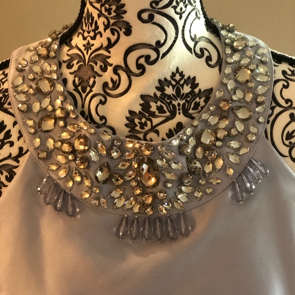 Gorgeous Ice Blue High Neck Sleeveless Cocktail Dress Size 10 - Picture 3 of 12